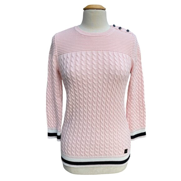Tommy Hilfiger Cable Knit Preppy Sweater Sorority Girl Old Money Country Club-S - Picture 1 of 14